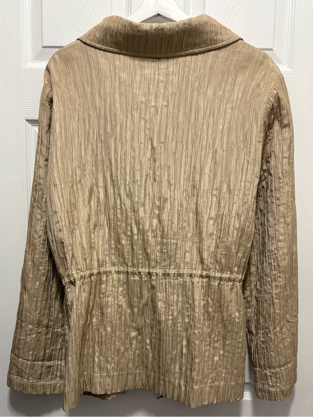Ruby Rd Woman Tan / Gold Crinkle Zip Jacket Plus Size 20W Utility Jacket - Picture 6 of 13
